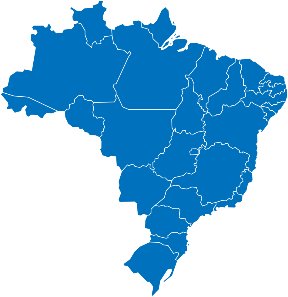 Mapa do Brasil destacando os 10 estados atendidos pela Valmar Serviços
